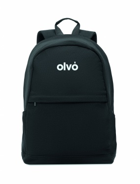 Logotrade promotional product image of: A 15-inch laptop backpack made of recycled pre-consumer cotton and recycled polyester with customizable printing.