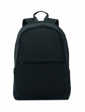 Logo trade business gifts image of: A 15-inch laptop backpack made of recycled pre-consumer cotton and recycled polyester with customizable printing.