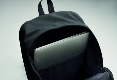 Logo trade advertising products image of: A 15-inch laptop backpack made of recycled pre-consumer cotton with customizable printing