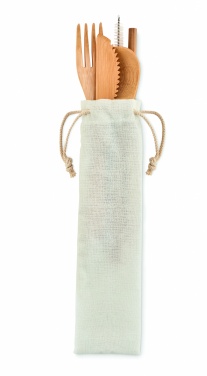 Logo trade corporate gifts picture of: Bamboo cutlery with straw