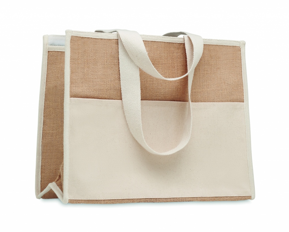 Logo trade promotional giveaways picture of: Jute and canvas cooler bag