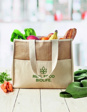 Logo trade promotional items image of: Jute and canvas cooler bag