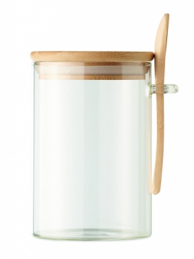 Logo trade promotional items picture of: Glass jar with spoon 600 ml