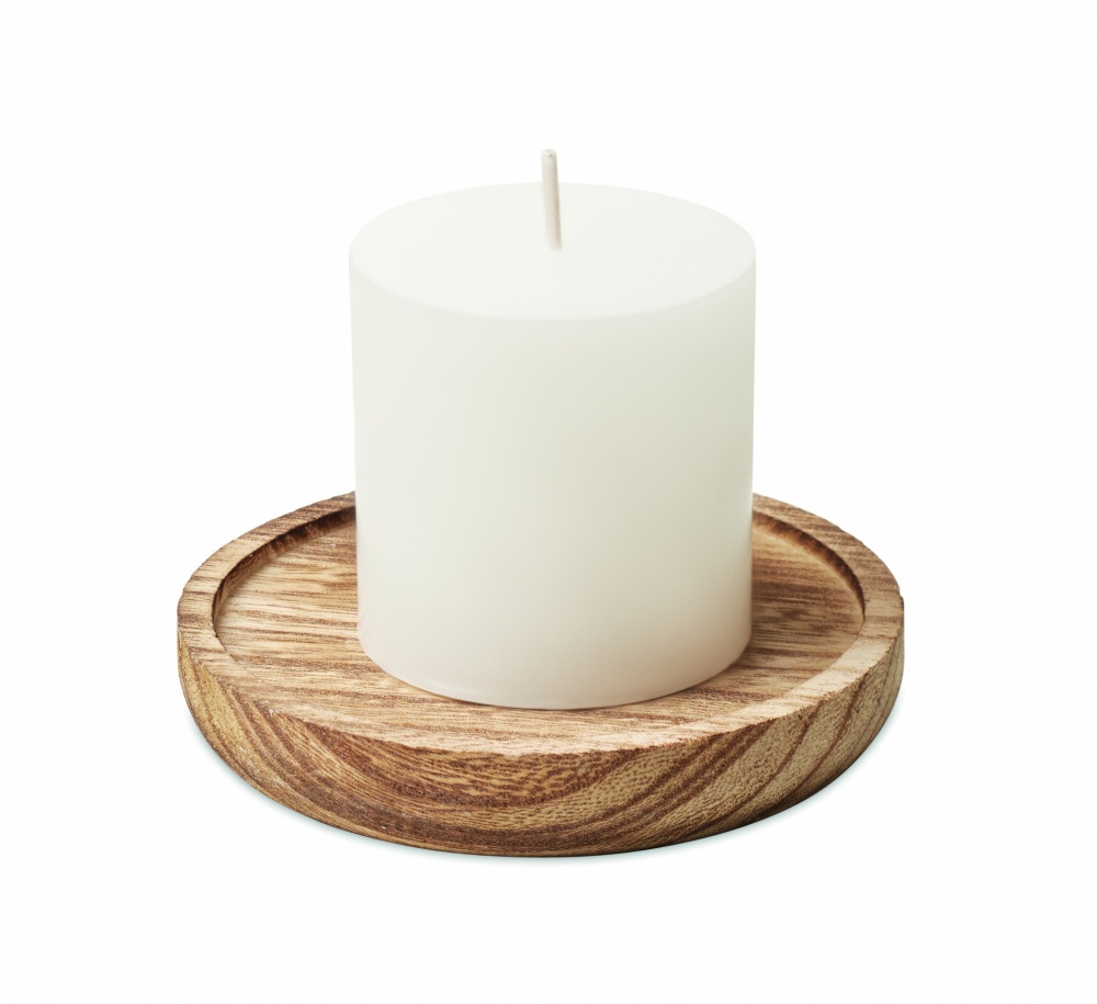Logo trade promotional product photo of: Candle on round wooden base