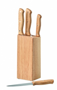 Logo trade promotional merchandise picture of: 5 piece knife set in base