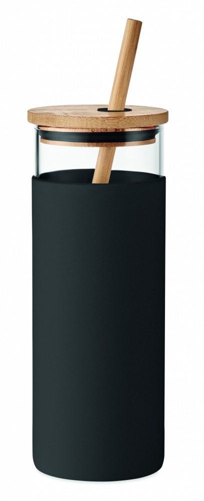 Logo trade promotional gifts image of: Glass tumbler 450ml bamboo lid