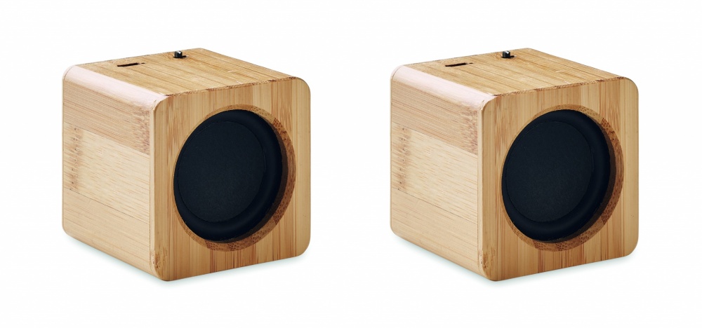 Logo trade promotional items picture of: Set of Bamboo wireless speaker