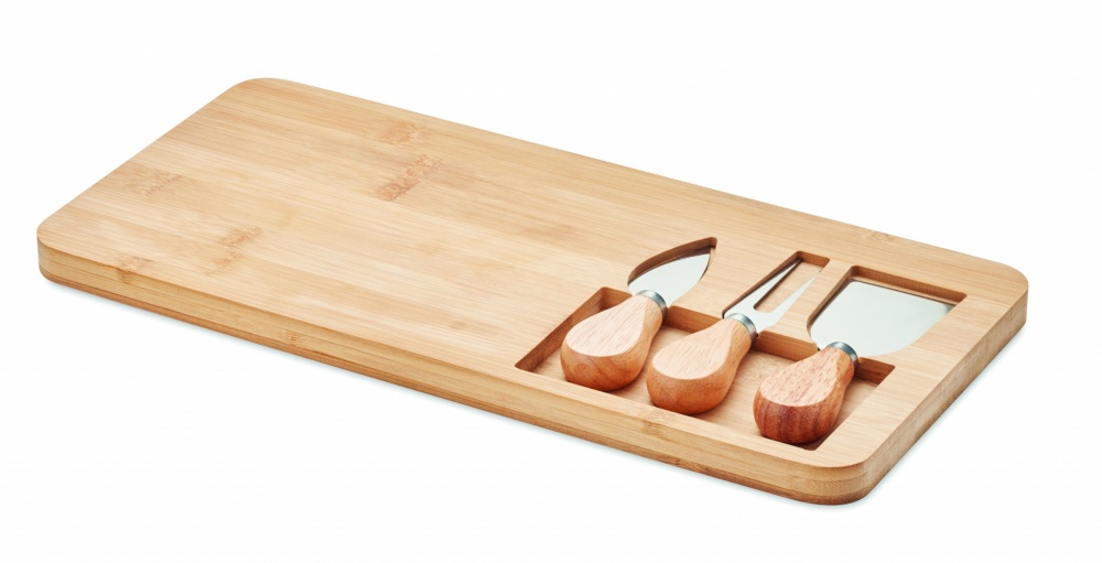 Logo trade promotional items image of: Bamboo Cheese board set Leipzig