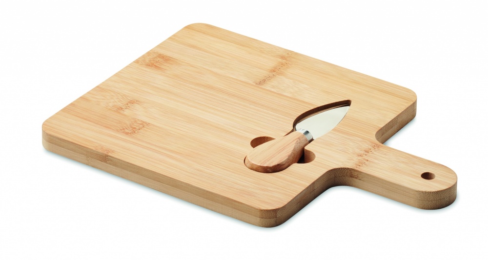 Logo trade promotional merchandise picture of: Cheese board set in bamboo Bremen