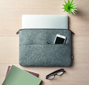 Logo trade promotional gifts image of: RPET felt zipped laptop bag