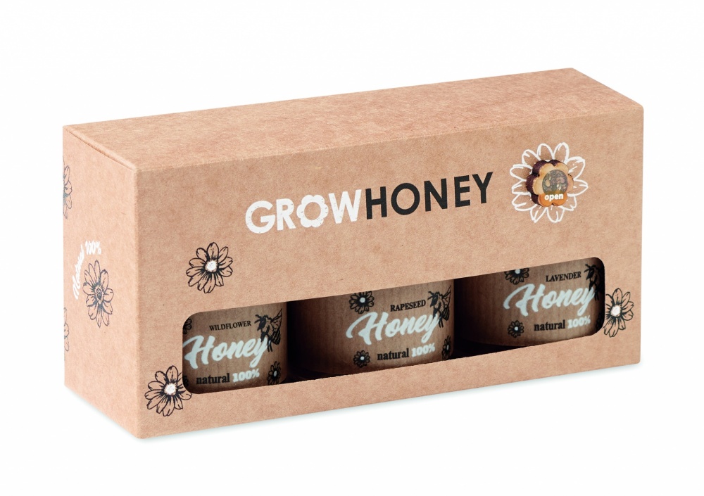 Logotrade promotional product picture of: Set of 3 wildflower honey