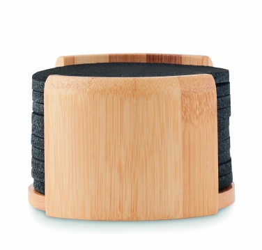 Logo trade corporate gifts image of: RPET coasters in bamboo holder