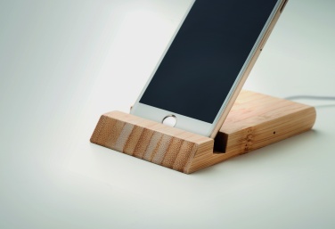 Logo trade business gifts image of: Bamboo wireless charger  10W ODOS