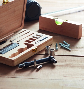 Logo trade promotional products picture of: 21 pcs tool set in bamboo case