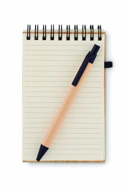 Logo trade promotional merchandise photo of: A6 bamboo notepad with pen SONORABAM