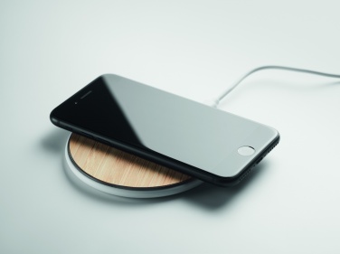 Logo trade corporate gifts picture of: Bamboo wireless charger 10W