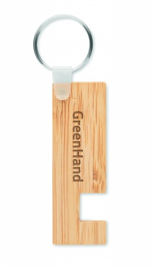 Logo trade promotional items image of: Bamboo stand and key ring Savonlinna
