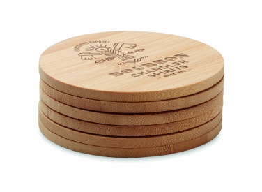 Logo trade promotional merchandise image of: Set of 6 bamboo coasters