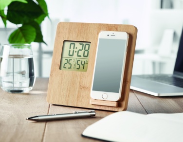 Logo trade promotional giveaways picture of: Bamboo weather station 10W