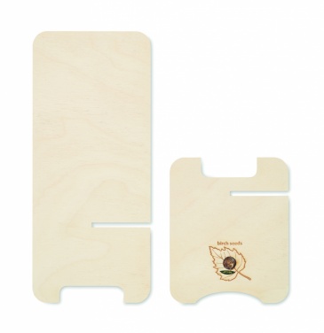 Logo trade promotional giveaways picture of: Birch Wood phone stand