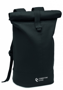 Logo trade corporate gifts image of: Rolltop washed canvas backpack