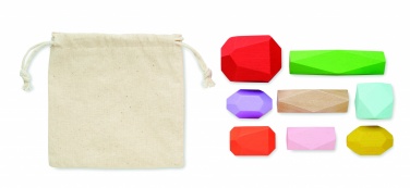 Logo trade promotional items picture of: 8 stacking wood rocks in pouch
