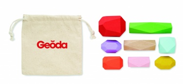 Logotrade business gift image of: 8 stacking wood rocks in pouch