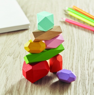 Logo trade corporate gifts image of: 8 stacking wood rocks in pouch