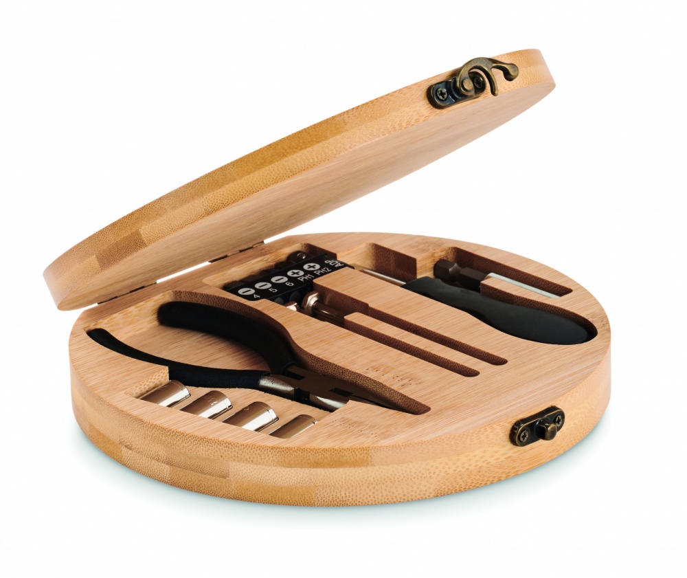Logotrade promotional item image of: 15 piece tool set bamboo case