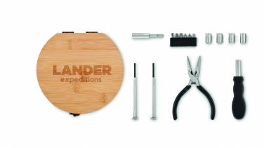 Logo trade promotional giveaways image of: 15 piece tool set bamboo case