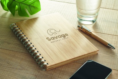 Logo trade advertising products image of: A5 ring bound Bamboo notebook