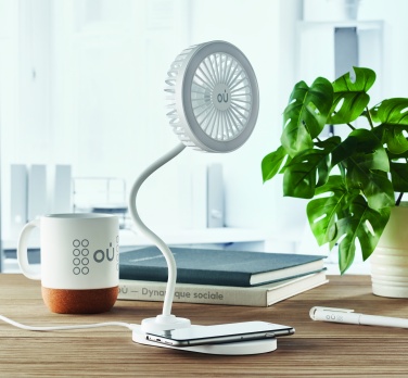 Logo trade promotional giveaways image of: Desktop charger fan with light