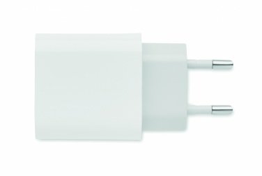 Logo trade promotional gift photo of: 18W 2 port USB charger EU plug