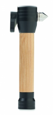 Logo trade promotional products picture of: 3-in-1 bamboo flashlight with an emergency hammer and seatbelt cutter