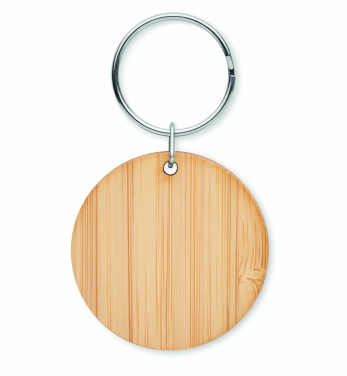 Logotrade promotional merchandise image of: Round bamboo key ring Pieksämäki