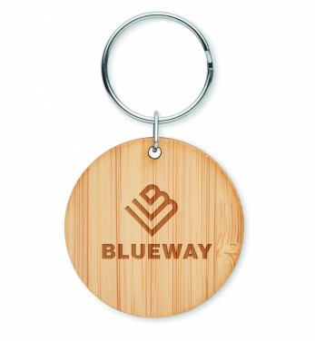 Logo trade promotional giveaway photo of: Round bamboo key ring Pieksämäki