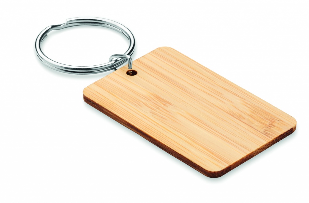 Logotrade promotional giveaways photo of: Rectangular bamboo key ring Riihimäki