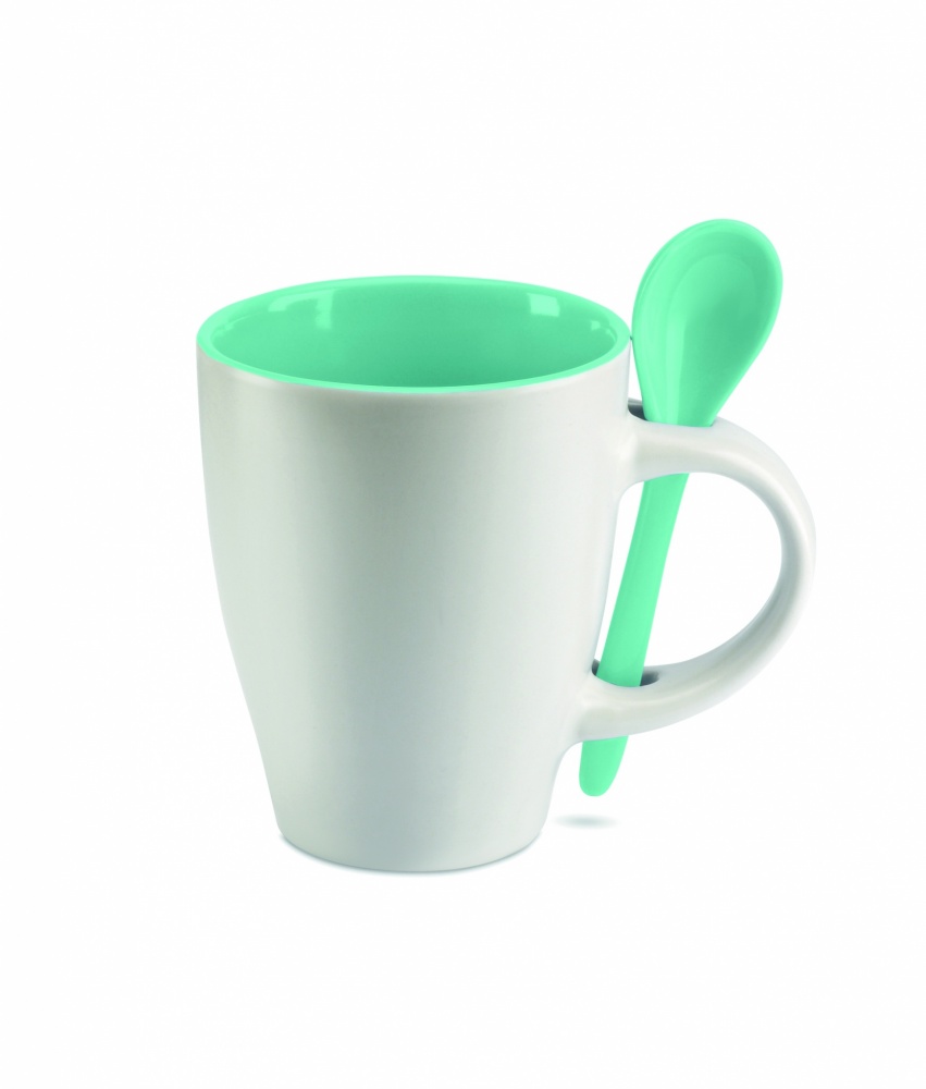 Logo trade promotional gifts image of: Bicolour mug with spoon 250 ml