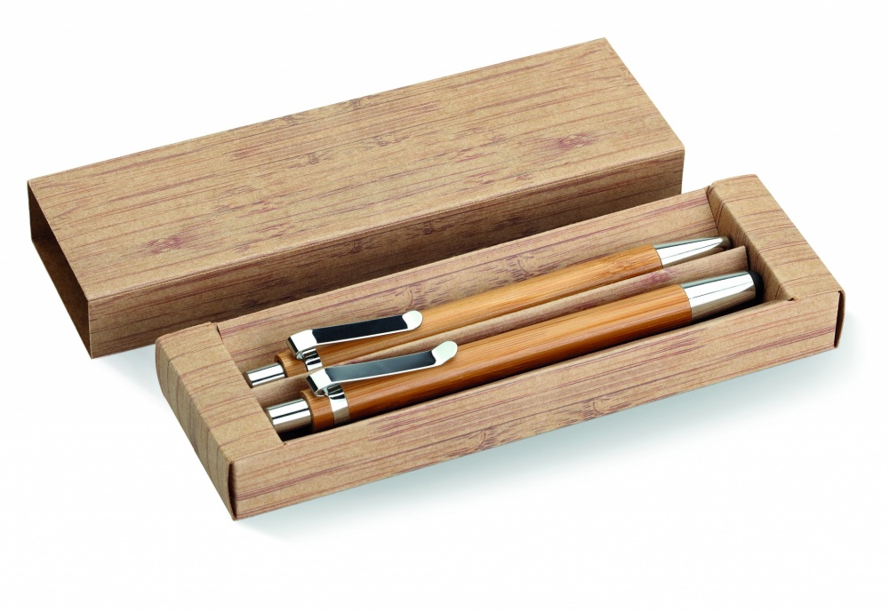 Logotrade promotional products photo of: Bamboo pen and pencil set