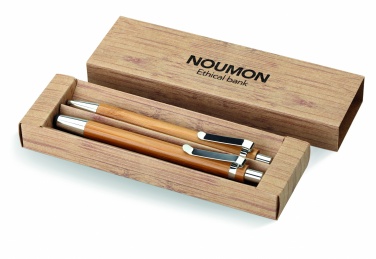 Logotrade corporate gift image of: Bamboo pen and pencil set