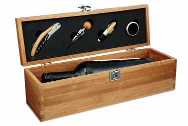 Logo trade promotional gifts image of: Wine set in bamboo box
