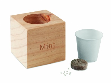 Logo trade promotional item photo of: Herb pot wood "MINT"