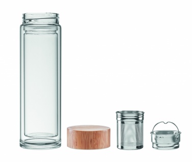 Logo trade promotional giveaways picture of: Double wall glass bottle 400ml München
