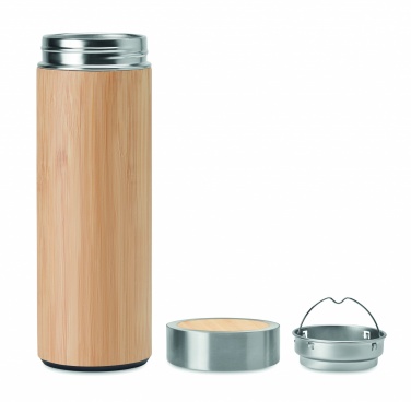 Logo trade business gifts image of: Double wall bamboo flask 400ml