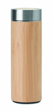 Logo trade promotional merchandise picture of: Double wall bamboo flask 400ml