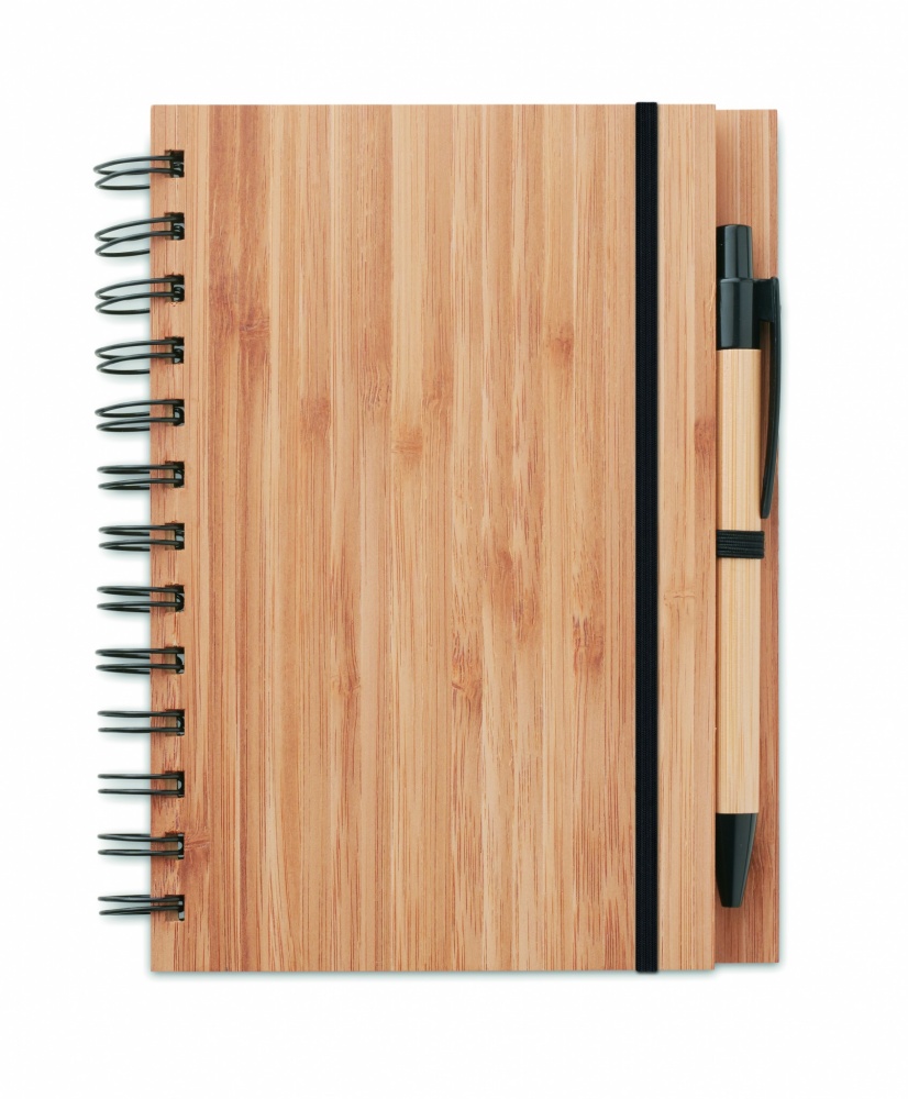 Logo trade promotional products picture of: Bamboo notebook with pen lined BAMBLOC
