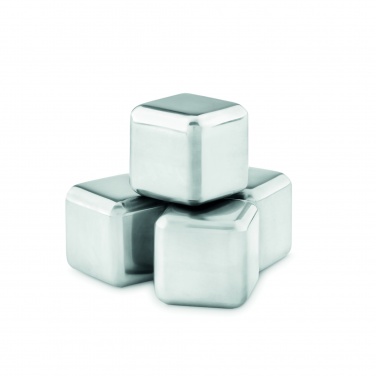 Logotrade corporate gift picture of: Set of 4 SS ice cubes in pouch
