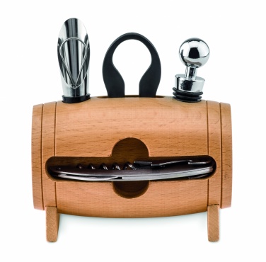 Logo trade promotional product photo of: 4 pcs wine set in wooden stand