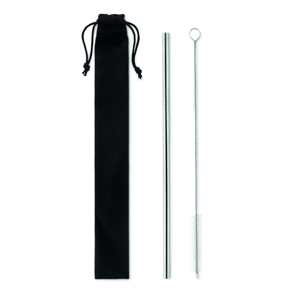 Logo trade promotional merchandise picture of: SS straw and brush in pouch
