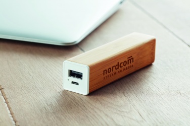 Logo trade promotional giveaways image of: Power bank bamboo 2200 mAh POWERBAM